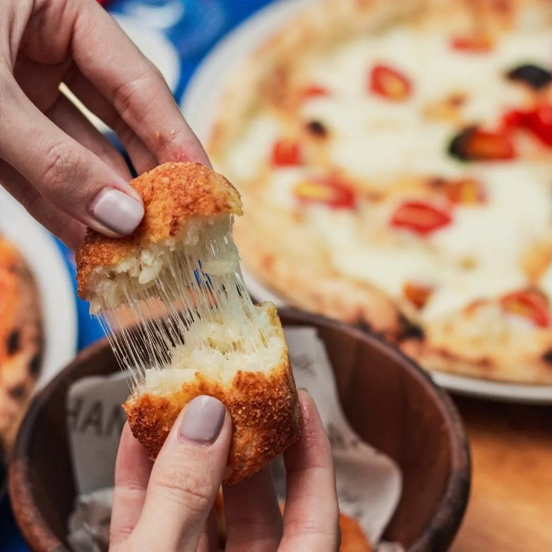 Crispy arancini with melted cheese