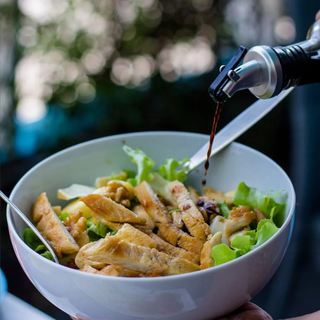 Fresh chicken salad with dressing