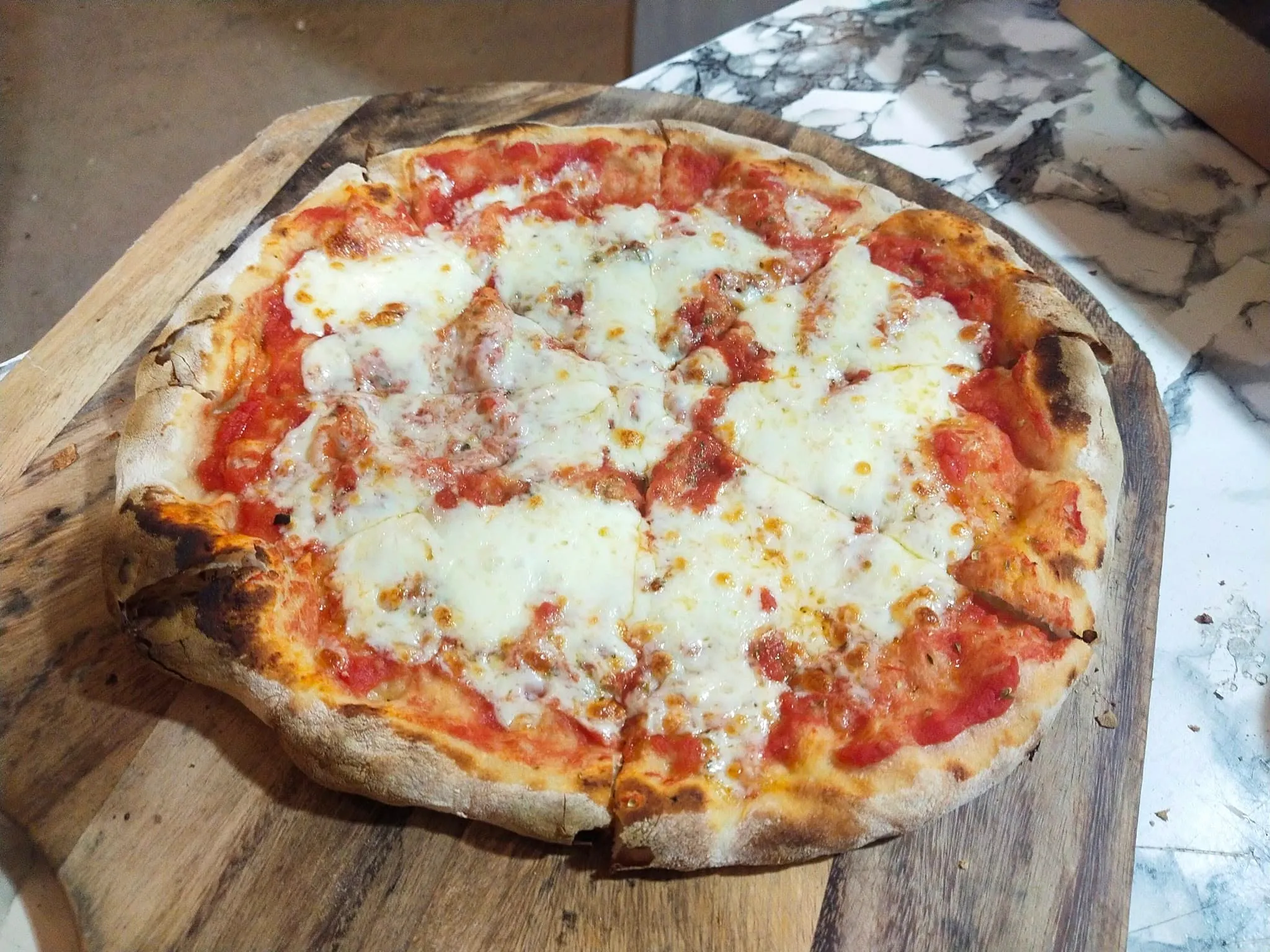 Classic tomato and mozzarella pizza